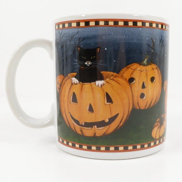 Two Vintage Halloween Mugs 2002 David Carter Brown Pumpkin Hollow Series Sakura - Picture 5 of 12